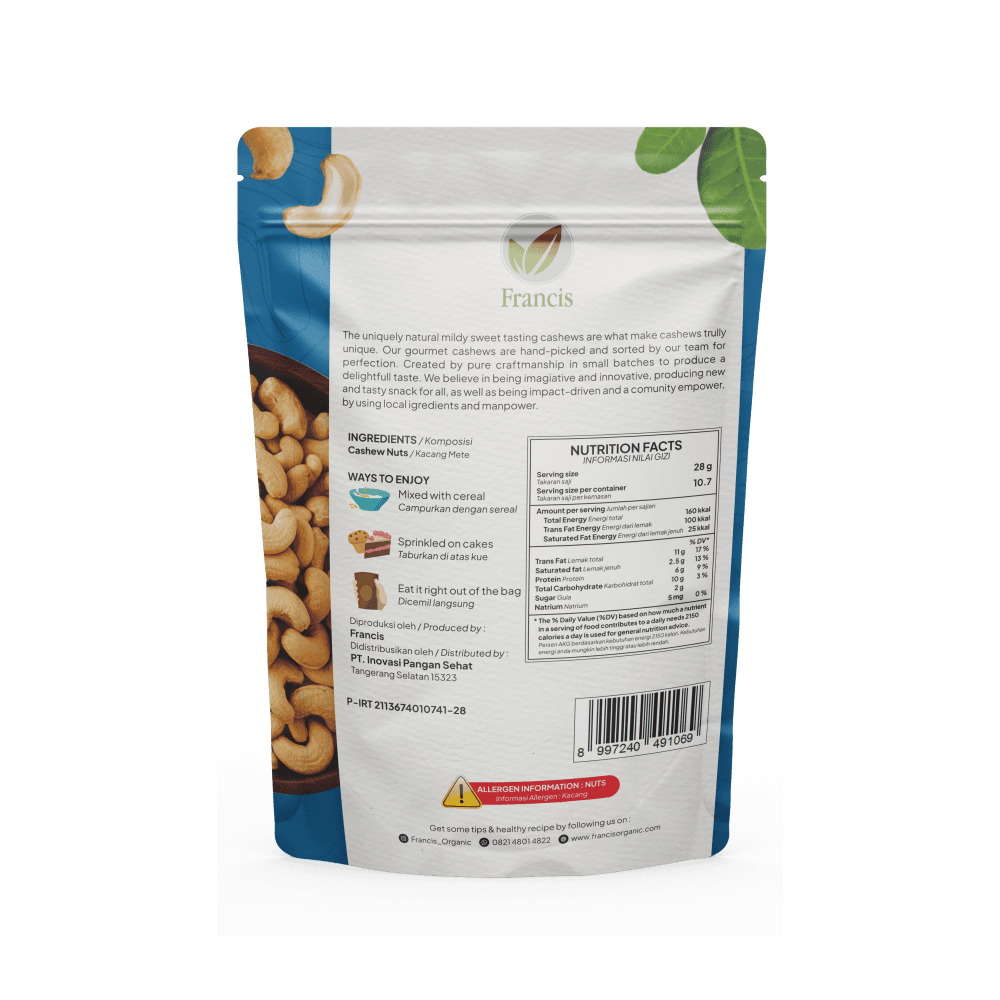 Francis Wild Harvested Naturally Sweet Cashews 225g — image 2
